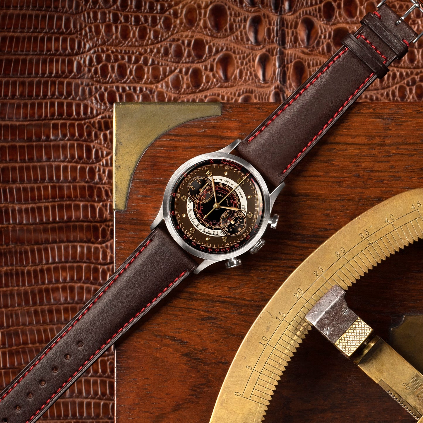 Coffee/Red Stitch/22mm