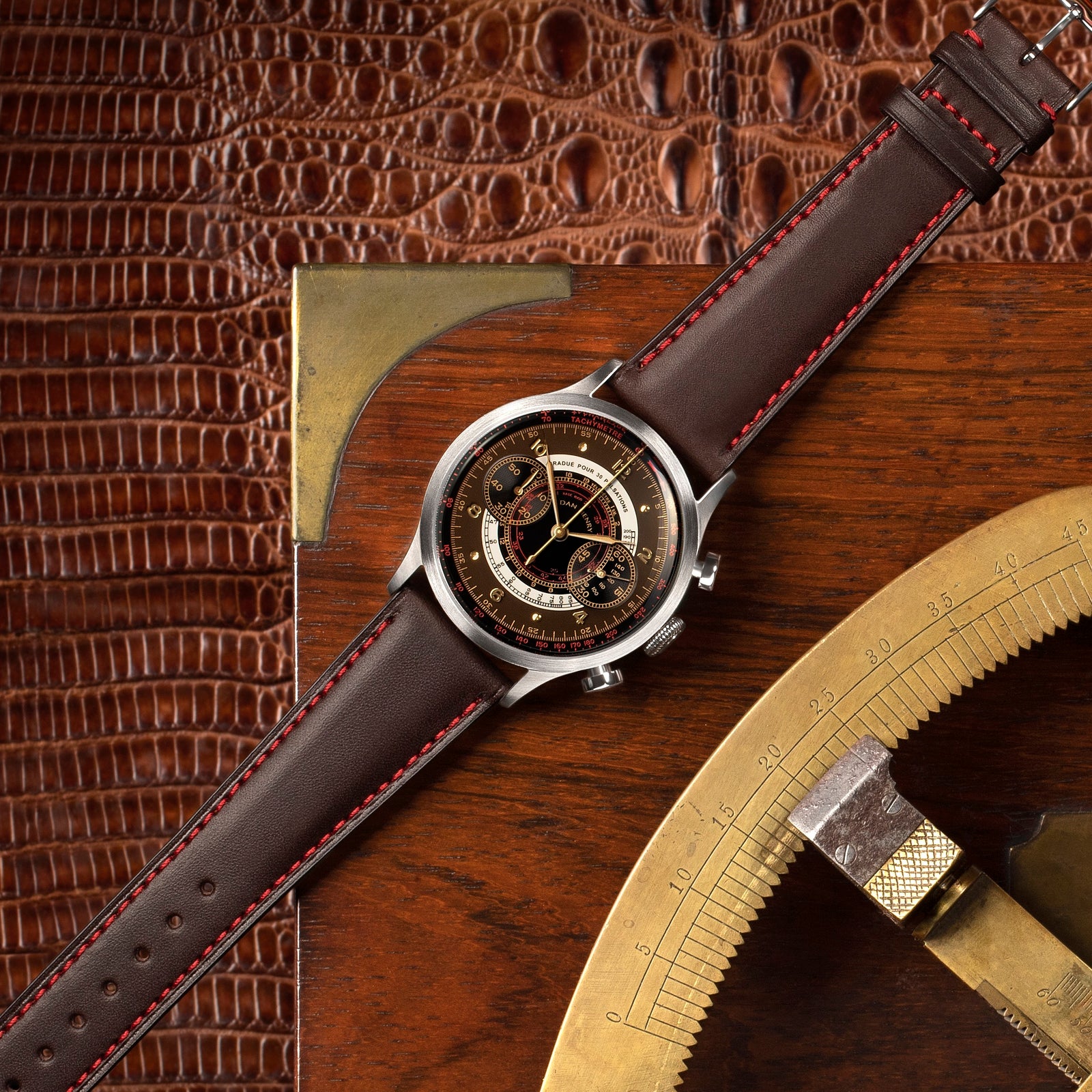 Coffee/Red Stitch/22mm