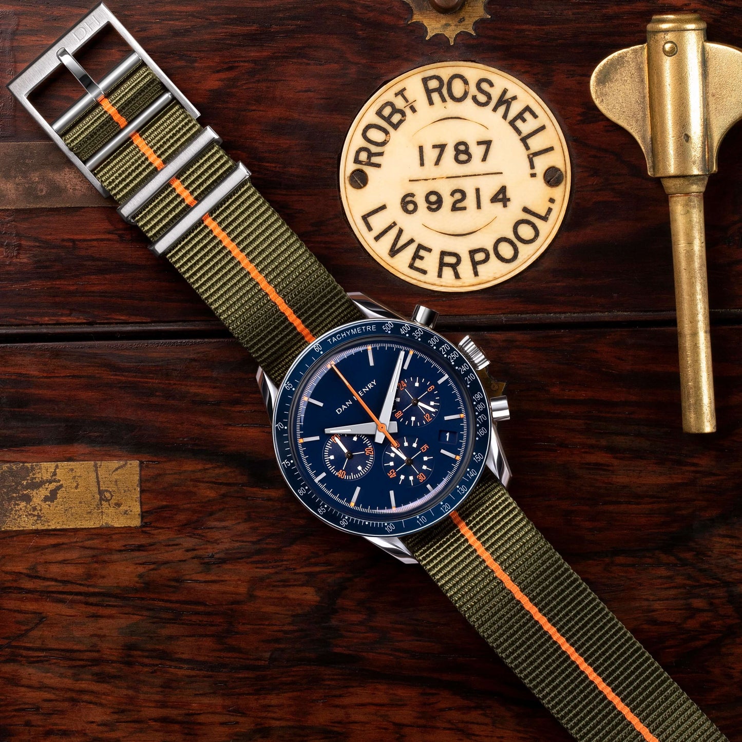 Dark Green/Orange Line/22mm